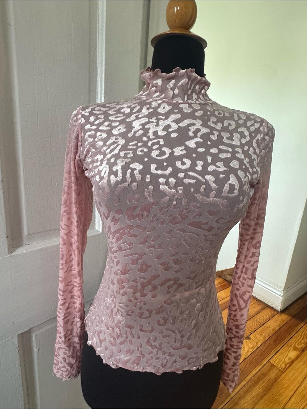 UO mesh cheetah velvet long sleeve